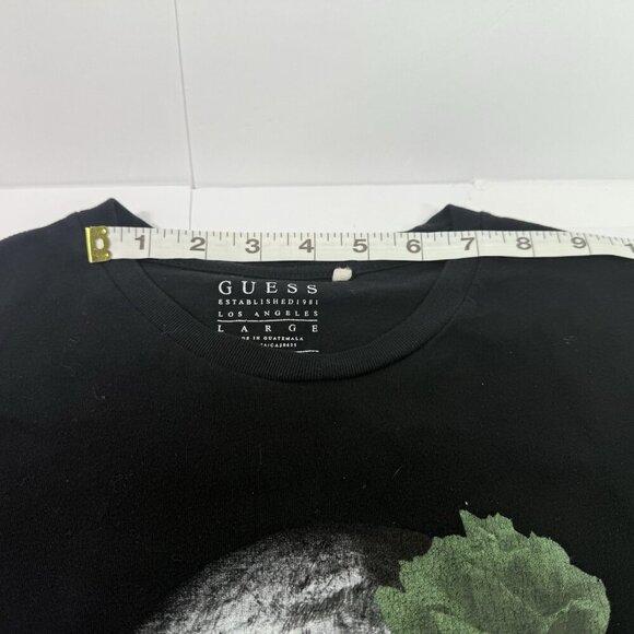 Guess Graphic T-Shirt Men's "L" Floral Candy Skull Black SS Cotton Crewneck - Picture 6 of 10